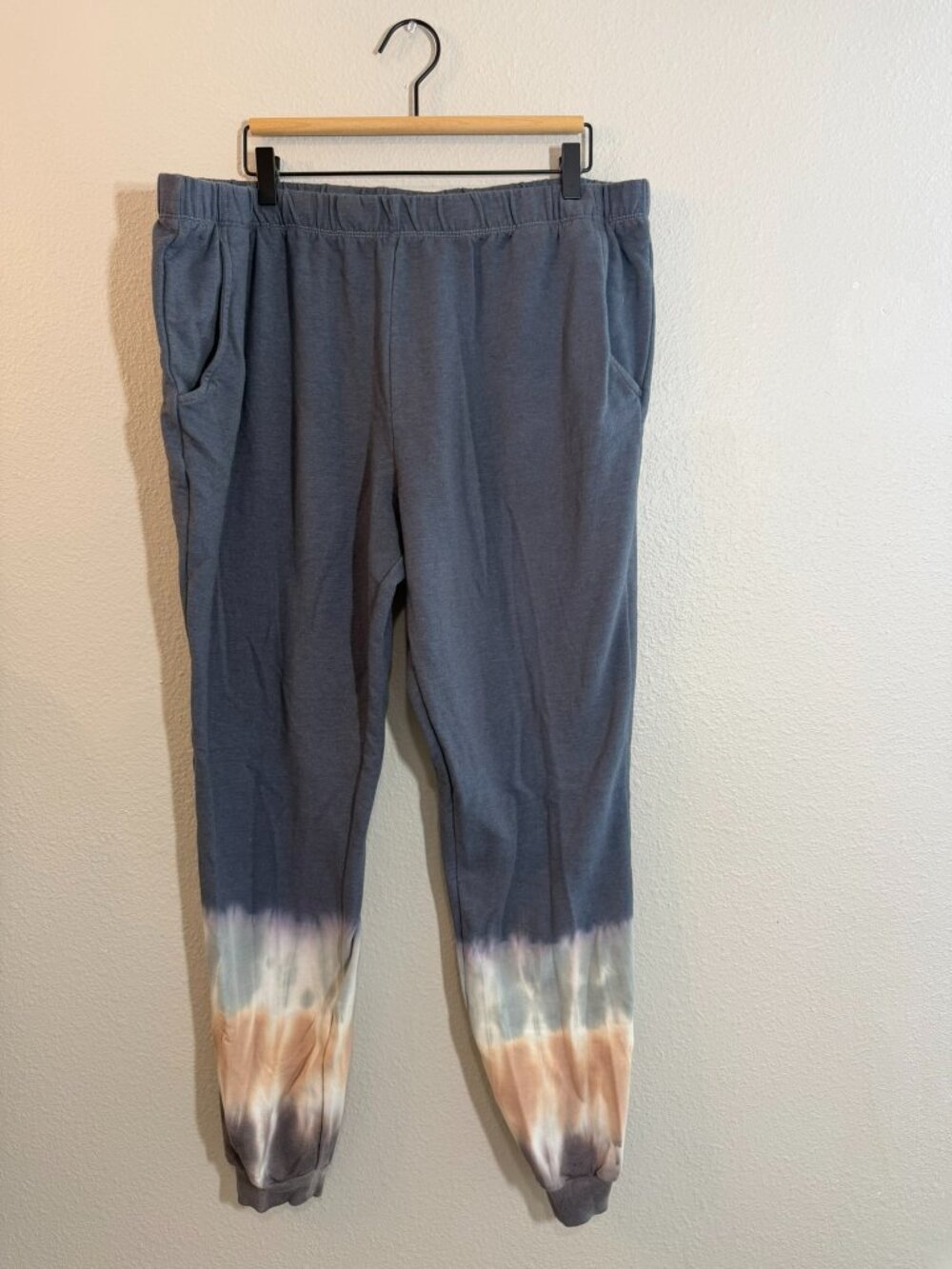 Time and Tru Dip-Dye Tie-Dye Fleece Joggers Sweatpants Dark Grey XL (16-18)